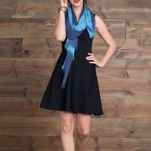 Hand Dyed Silk Blend Scarf in French Blue Ombre